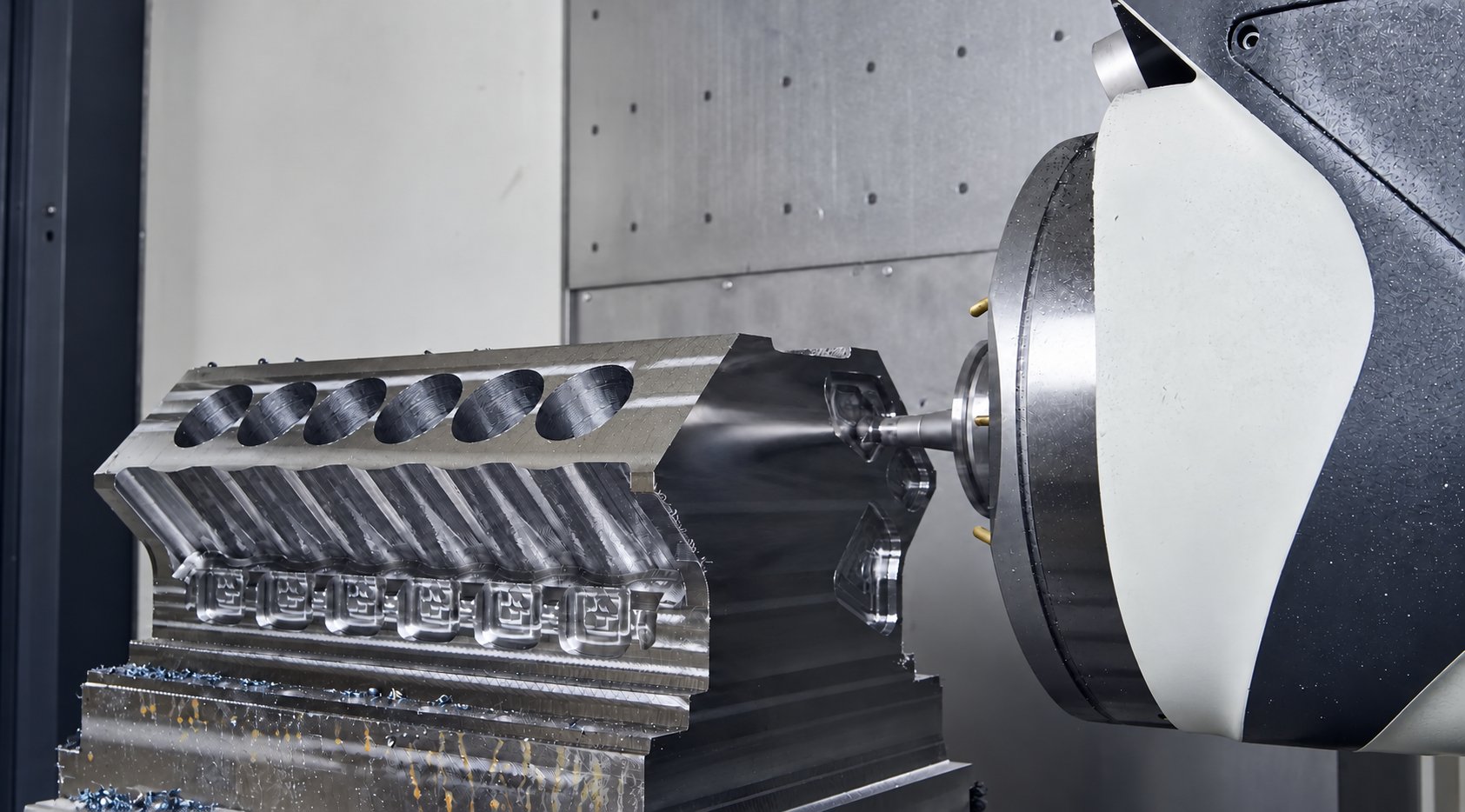 CNC machining center with control station