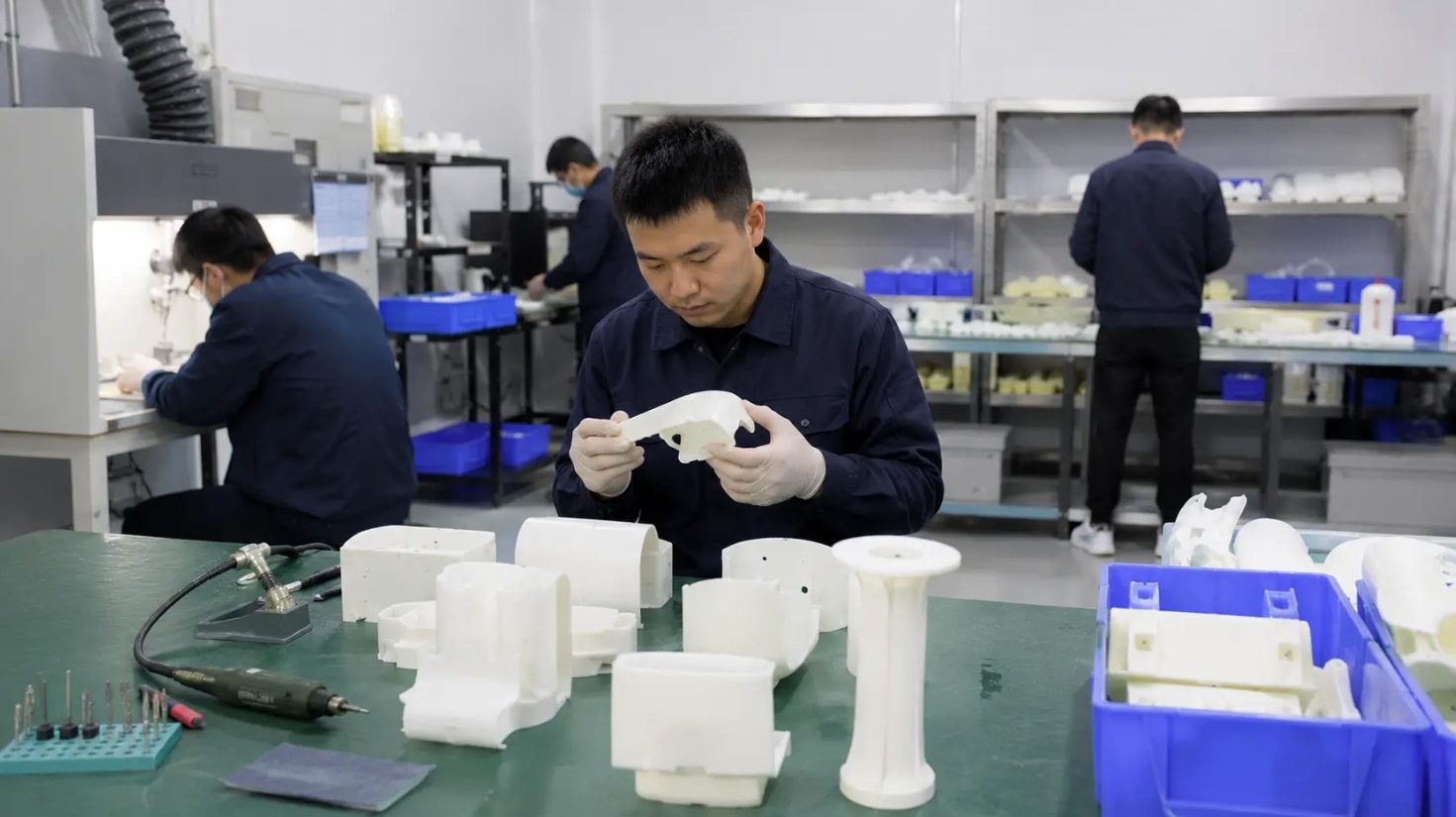 Two-part silicone mold and resin cast part for vacuum casting